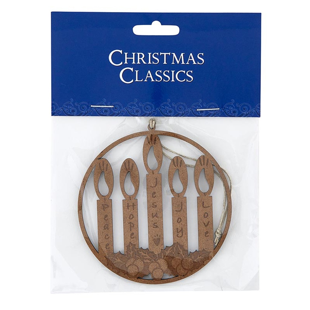 Laser Cut Wood Ornament - Advent candle - Christmas