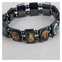 Black Hematite Jesus/Mary Bracelet