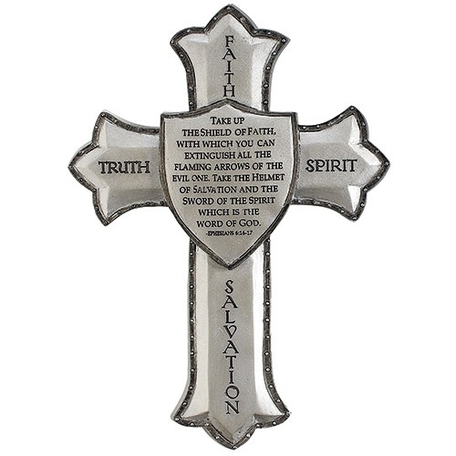 8.25"H Armor Of God Wall Cross - Ephesians 6:16-17
