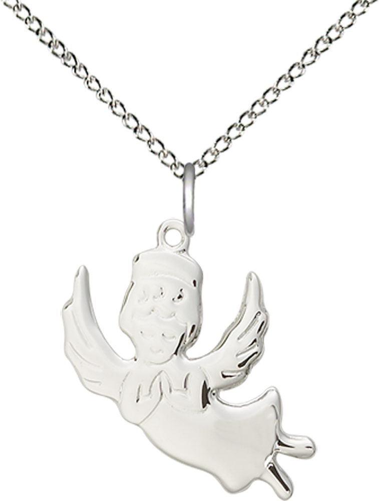 Sterling Silver Angel Pendant on a 18 inch Sterling Silver Light Curb chain