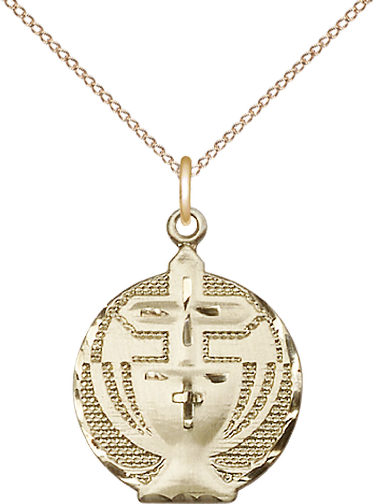 14kt Gold Filled Communion Pendant on a 18 inch Gold Filled Light Curb chain