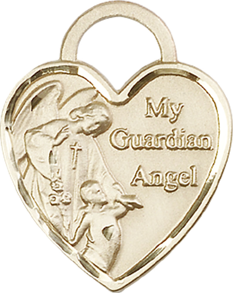 14kt Gold Guardian Angel Heart Medal
