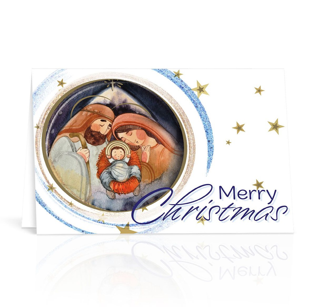Holy Family in Circular Art Christmas Greeting Card Boxed - Christmas