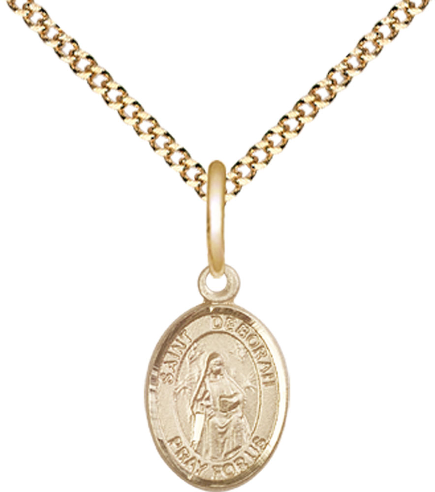 14kt Gold Filled Saint Deborah Pendant on a 18 inch Gold Plate Light Curb chain