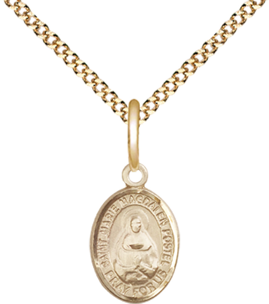 14kt Gold Filled Saint Marie Magdalen Postel Pendant on a 18 inch Gold Plate Light Curb chain