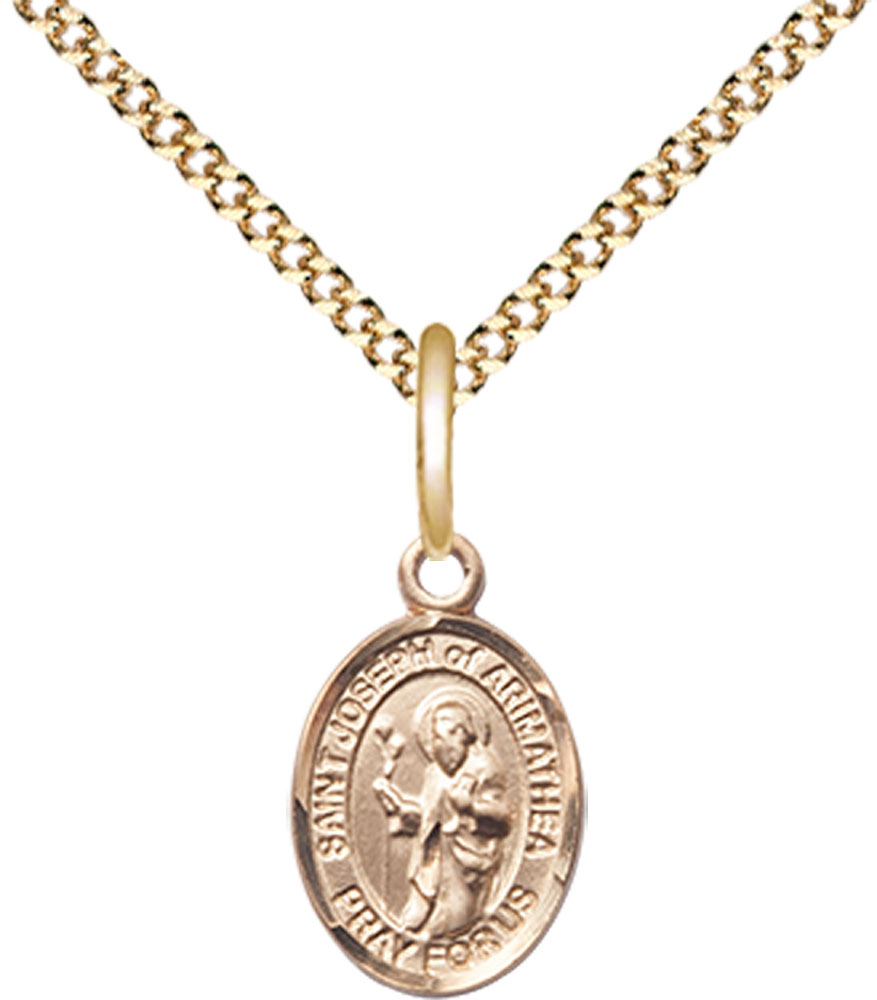 14kt Gold Filled Saint Joseph of Arimathea Pendant on a 18 inch Gold Plate Light Curb chain