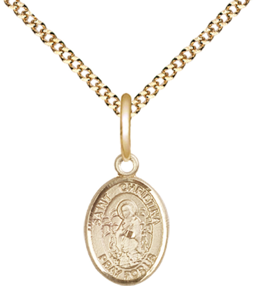 14kt Gold Filled Saint Christina the Astonishing Pendant on a 18 inch Gold Plate Light Curb chain