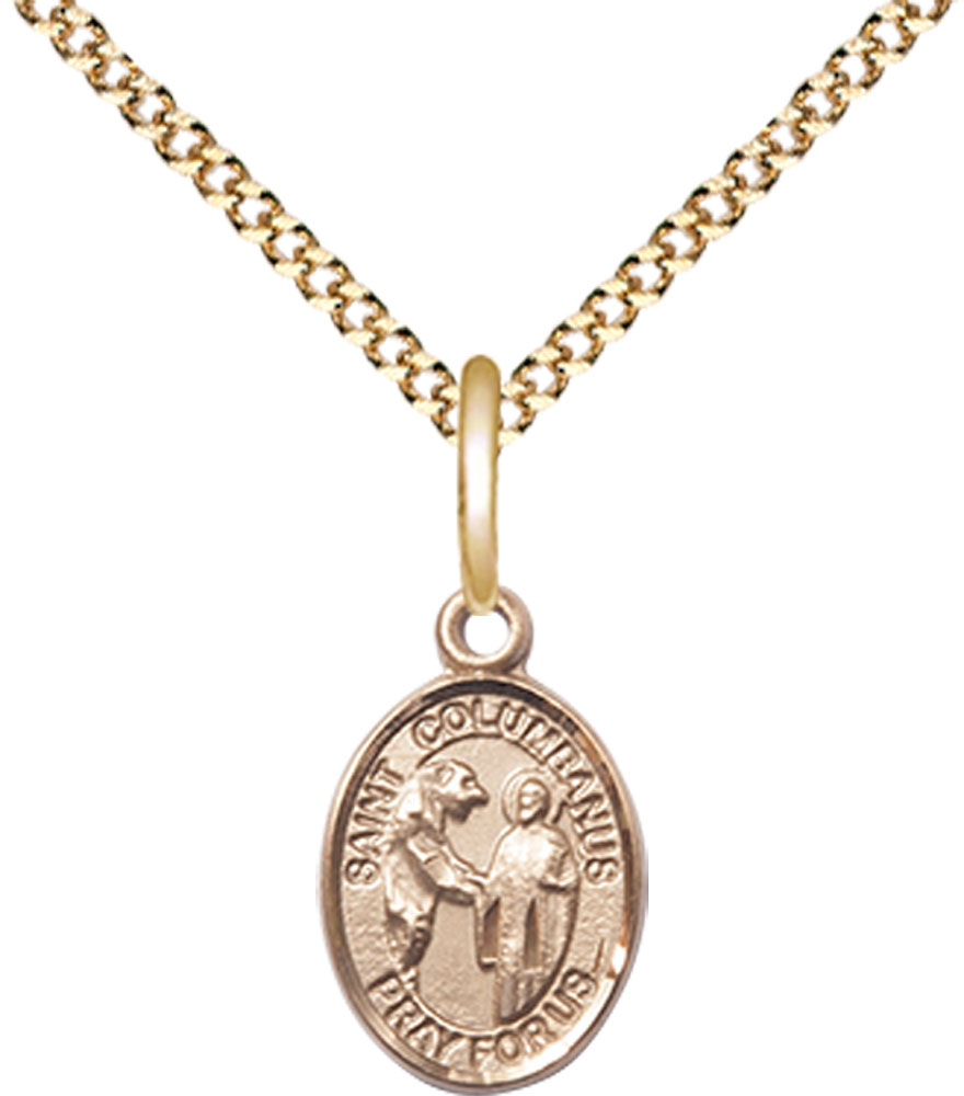 14kt Gold Filled Saint Columbanus Pendant on a 18 inch Gold Plate Light Curb chain