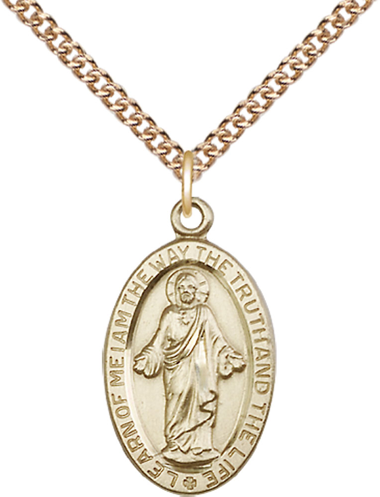 14kt Gold Filled Scapular Pendant on a 24 inch Gold Filled Heavy Curb chain