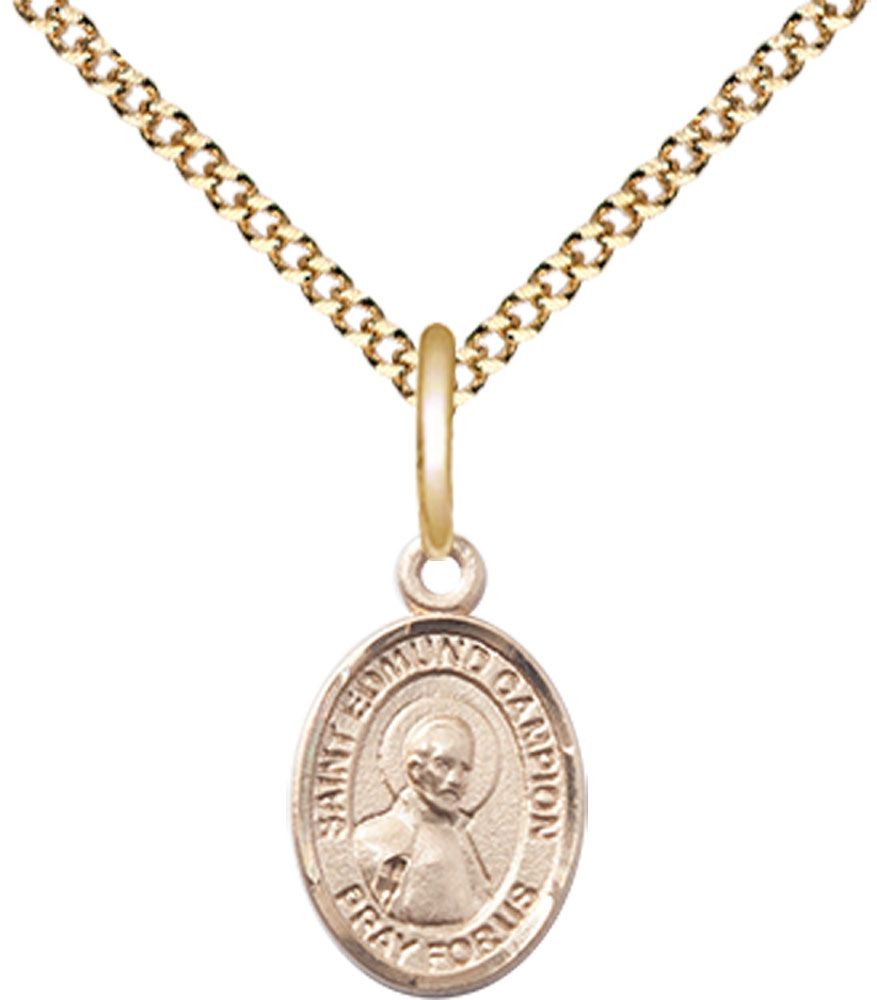 14kt Gold Filled Saint Edmund Campion Pendant on a 18 inch Gold Plate Light Curb chain