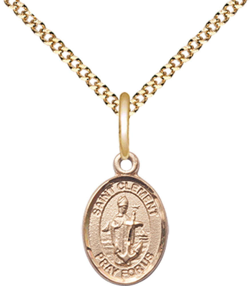 14kt Gold Filled Saint Clement Pendant on a 18 inch Gold Plate Light Curb chain