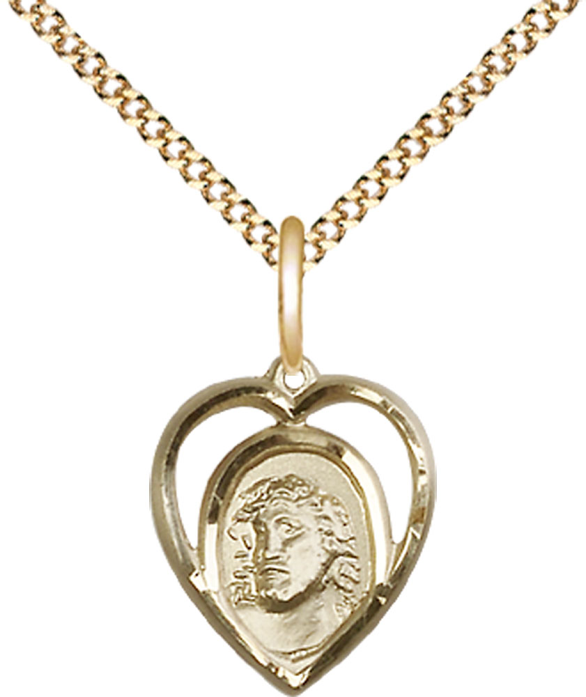 14kt Gold Filled Ecce Homo Pendant on a 18 inch Gold Plate Light Curb chain