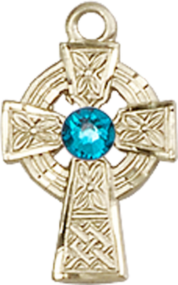 14kt Gold Filled Celtic Cross Medal with a 3mm Zircon Swarovski stone