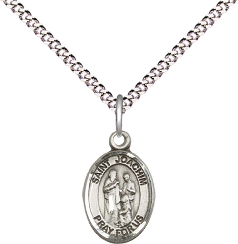 Sterling Silver Saint Joachim Pendant on a 18 inch Light Rhodium Light Curb chain