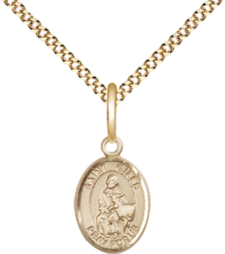 14kt Gold Filled Saint Giles Pendant on a 18 inch Gold Plate Light Curb chain