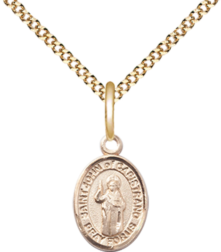 14kt Gold Filled Saint John of Capistrano Pendant on a 18 inch Gold Plate Light Curb chain