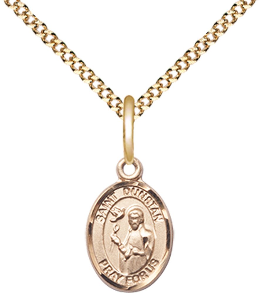 14kt Gold Filled Saint Dunstan Pendant on a 18 inch Gold Plate Light Curb chain