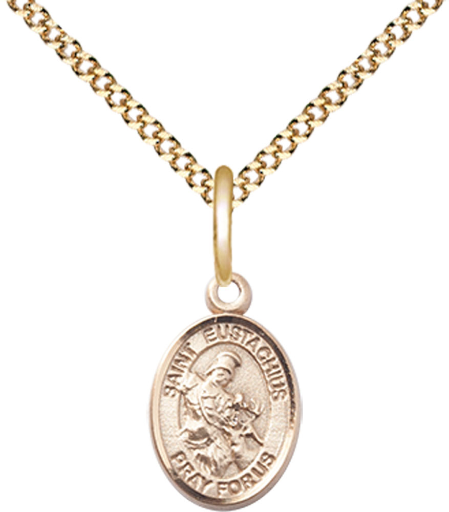 14kt Gold Filled Saint Eustachius Pendant on a 18 inch Gold Plate Light Curb chain