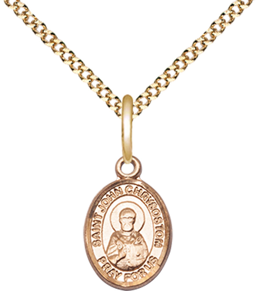 14kt Gold Filled Saint John Chrysostom Pendant on a 18 inch Gold Plate Light Curb chain