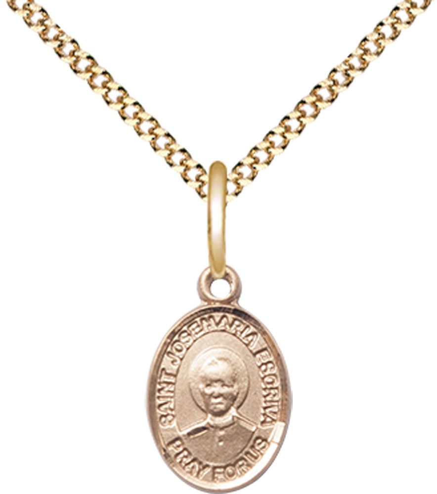 14kt Gold Filled Saint Josemaria Escriva Pendant on a 18 inch Gold Plate Light Curb chain
