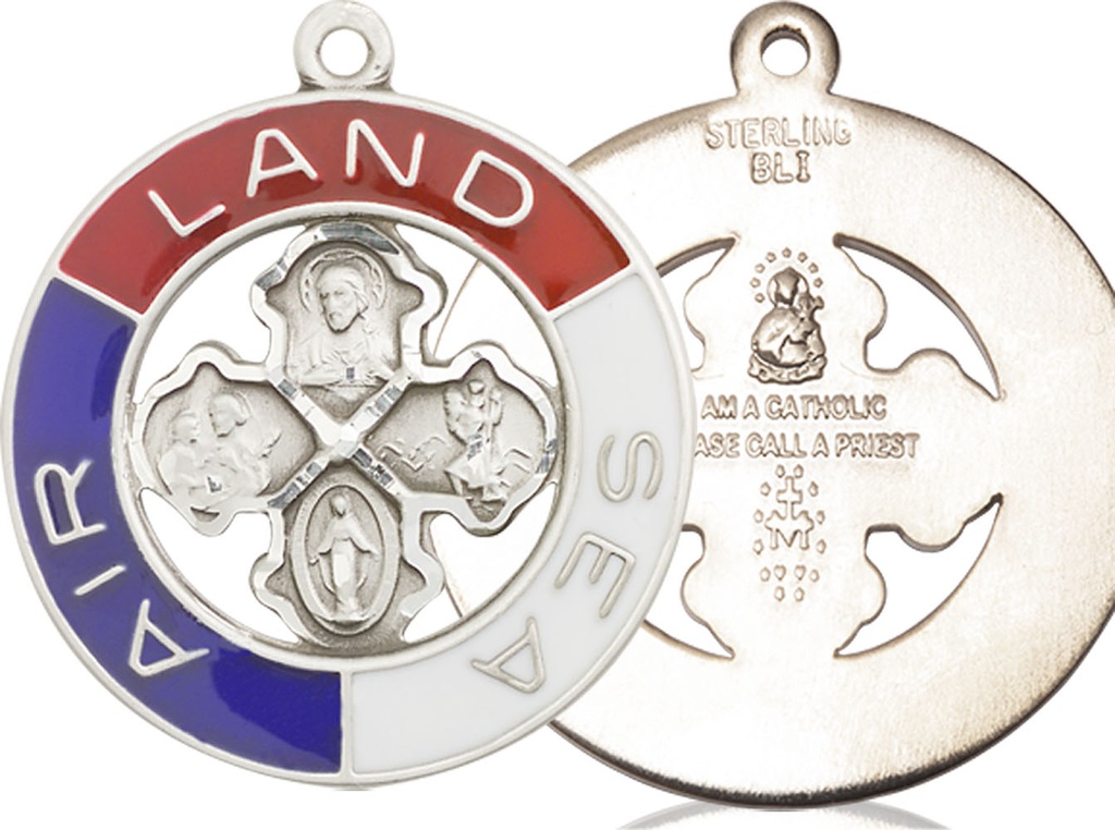 Sterling Silver Land, Sea, Air Medal