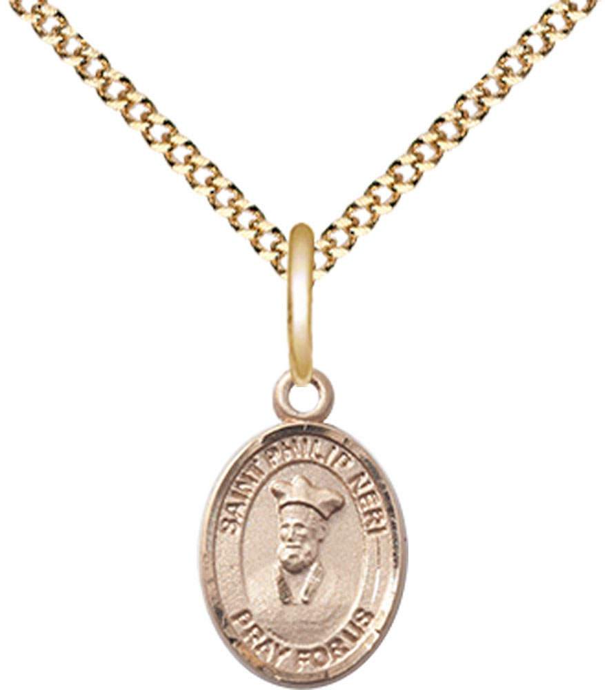 14kt Gold Filled Saint Philip Neri Pendant on a 18 inch Gold Plate Light Curb chain