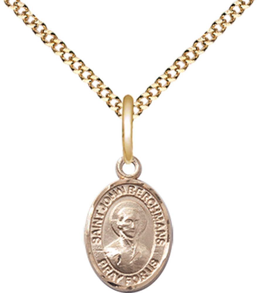 14kt Gold Filled Saint John Berchmans Pendant on a 18 inch Gold Plate Light Curb chain