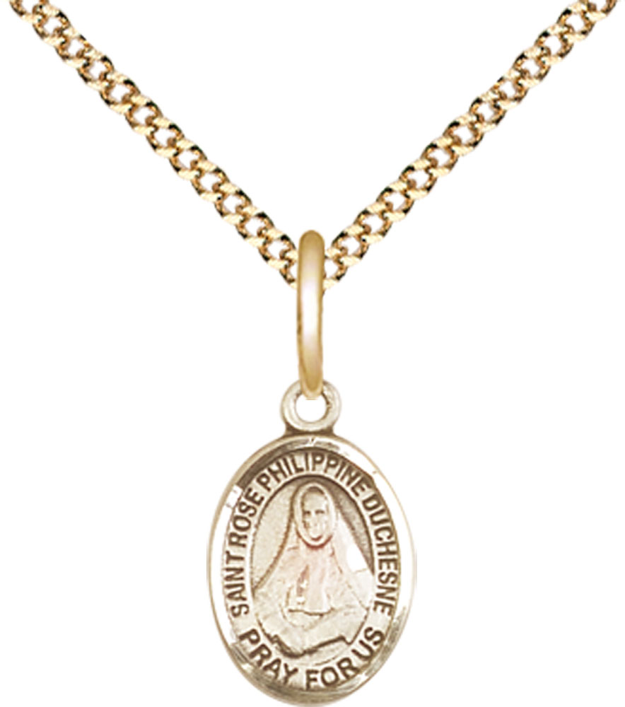 14kt Gold Filled Saint Rose Philippine Duchesne Pendant on a 18 inch Gold Plate Light Curb chain