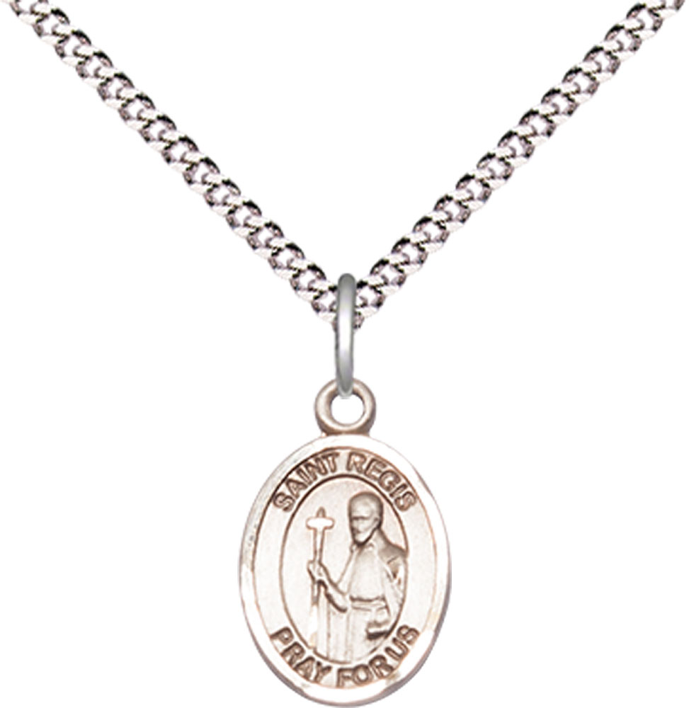 Sterling Silver Saint Regis Pendant on a 18 inch Light Rhodium Light Curb chain