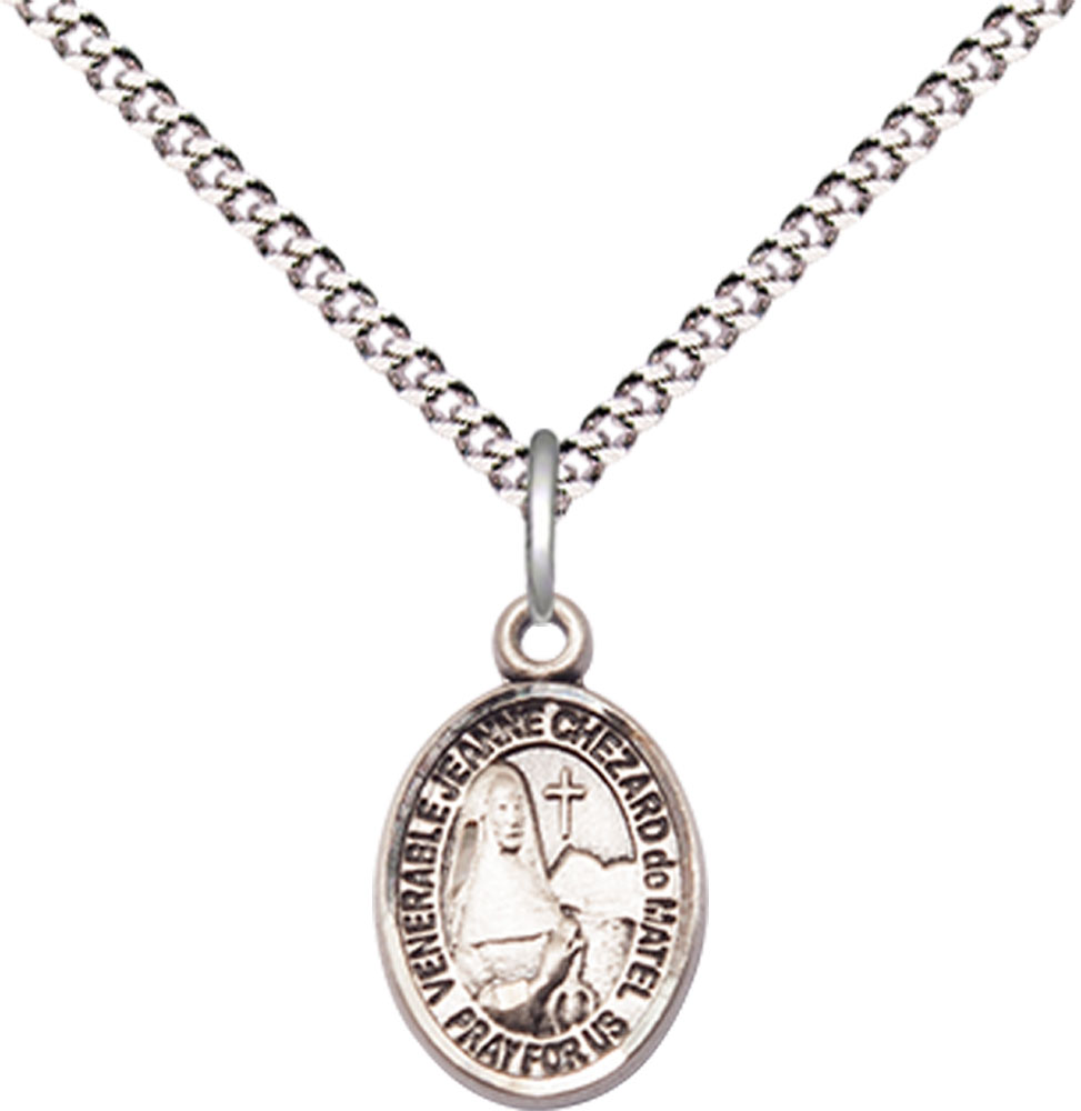 Sterling Silver Jeanne Chezard de Matel Pendant on a 18 inch Light Rhodium Light Curb chain