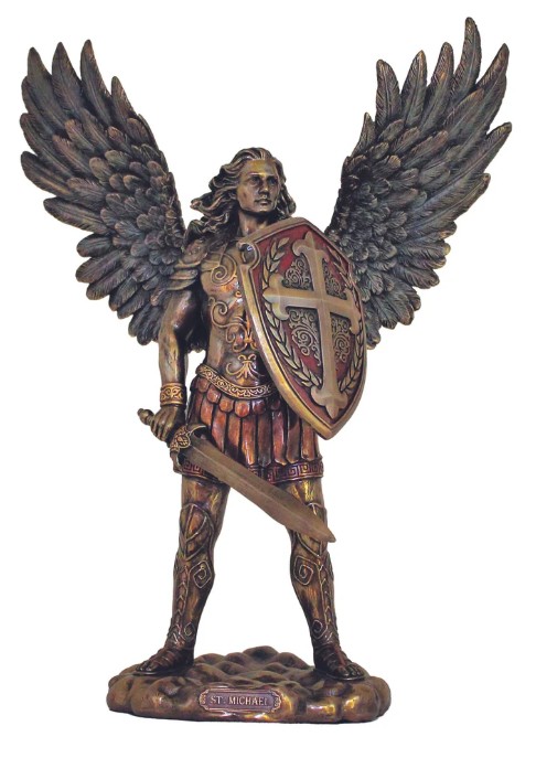 St. Michael w/o the devil, cold cast bronze, 13.5"