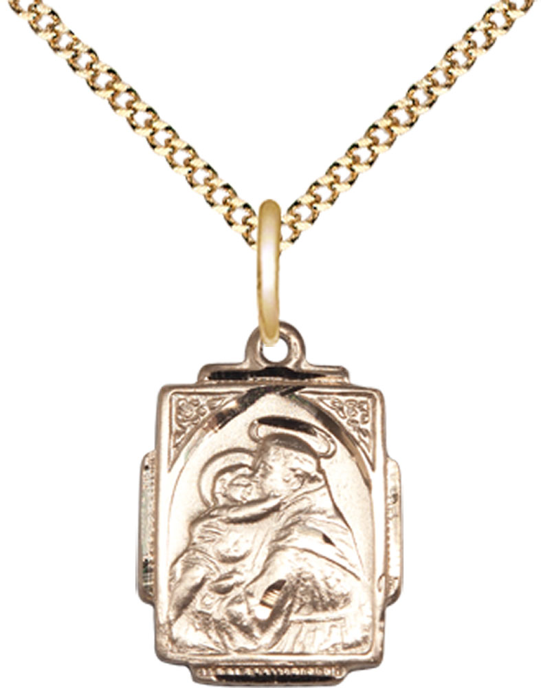 14kt Gold Filled Saint Anthony Pendant on a 18 inch Gold Plate Light Curb chain