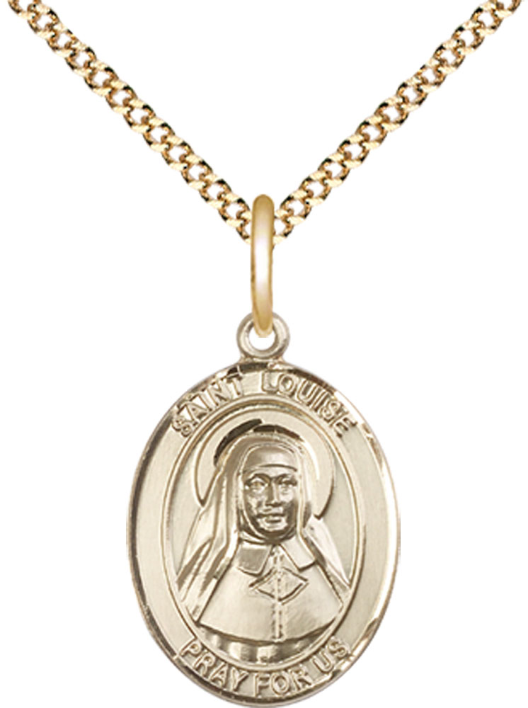 14kt Gold Filled Saint Louise de Marillac Pendant on a 18 inch Gold Plate Light Curb chain