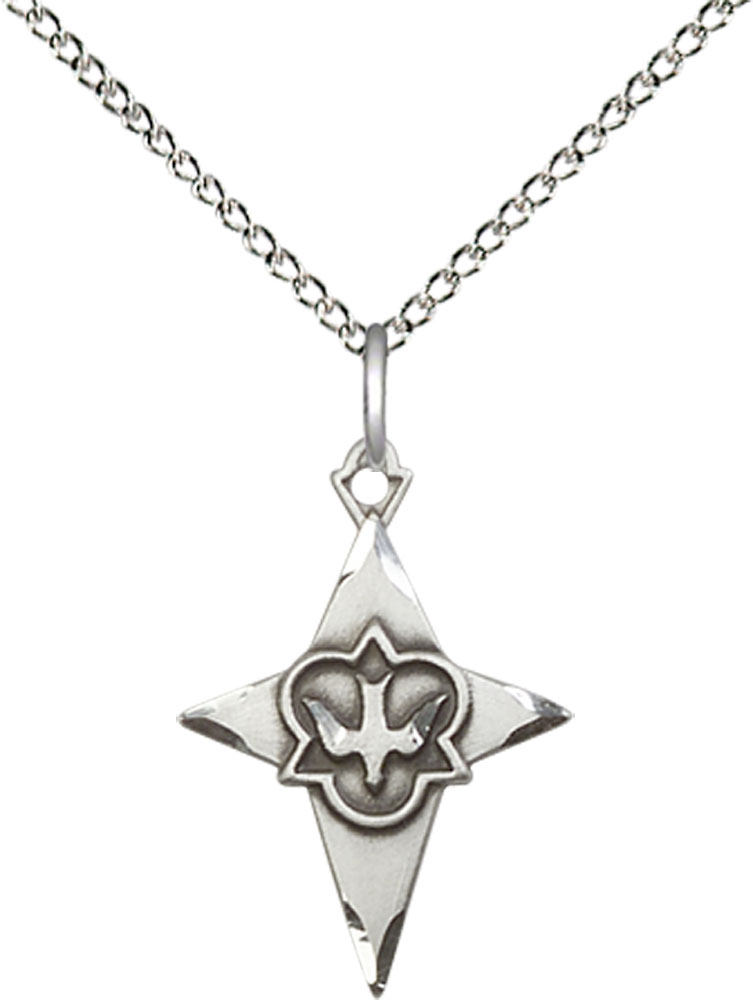 Sterling Silver Cross Pendant on a 18 inch Sterling Silver Light Curb chain