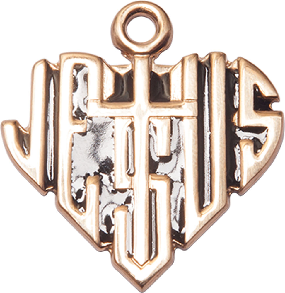 14kt Gold Heart of Jesus w/Cross Medal