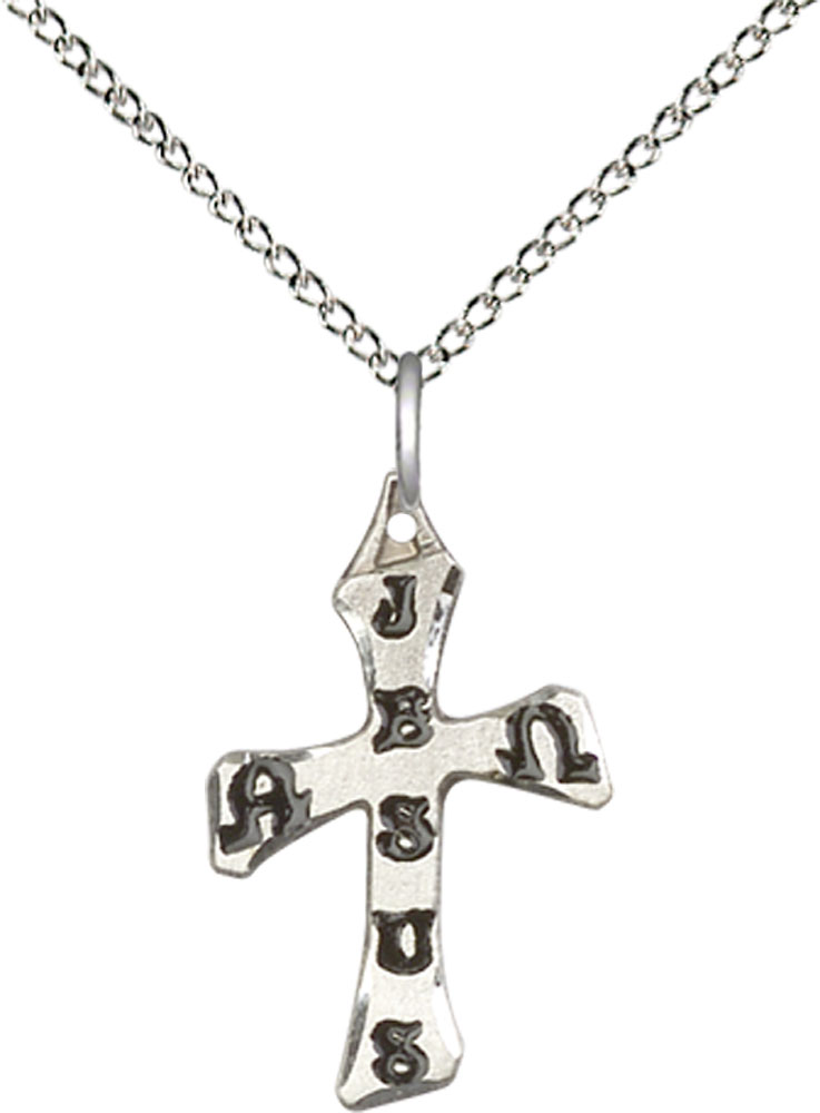 Sterling Silver Cross Pendant on a 18 inch Sterling Silver Light Curb chain