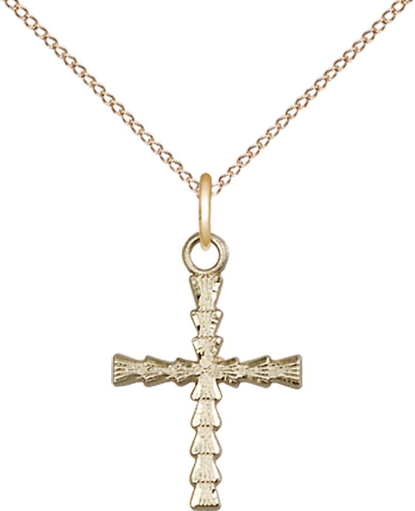 14kt Gold Filled Cross Pendant on a 18 inch Gold Filled Light Curb chain