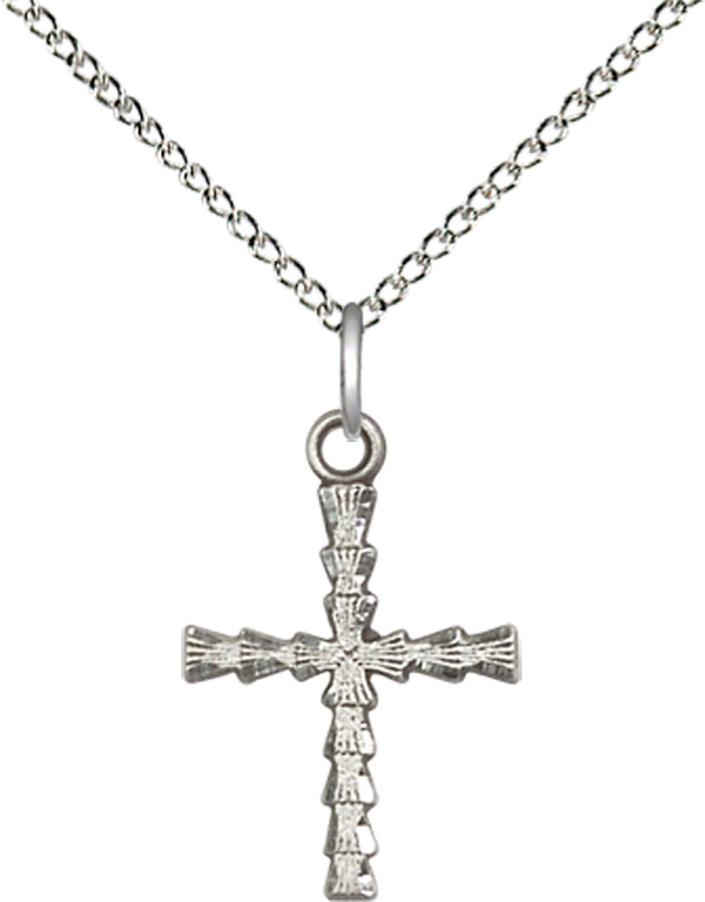 Sterling Silver Cross Pendant on a 18 inch Sterling Silver Light Curb chain