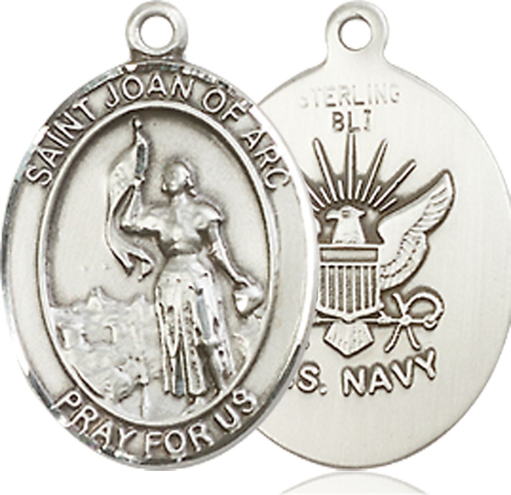 Sterling Silver Saint Joan of Arc Navy Medal