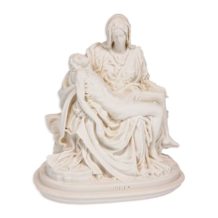 4-1/2" Pieta Statue In White Alabaster