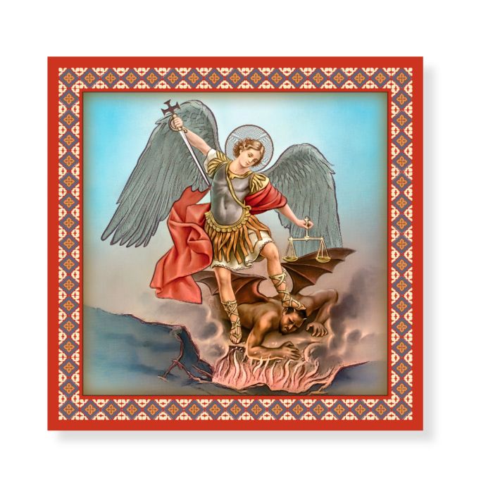 20cm x 20cm St. Michael Printed Ceramic Tile Boxed