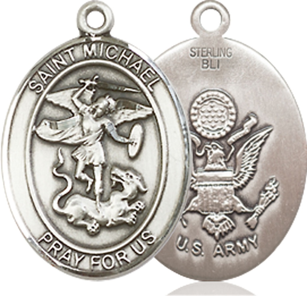 Sterling Silver Saint Michael Army Medal