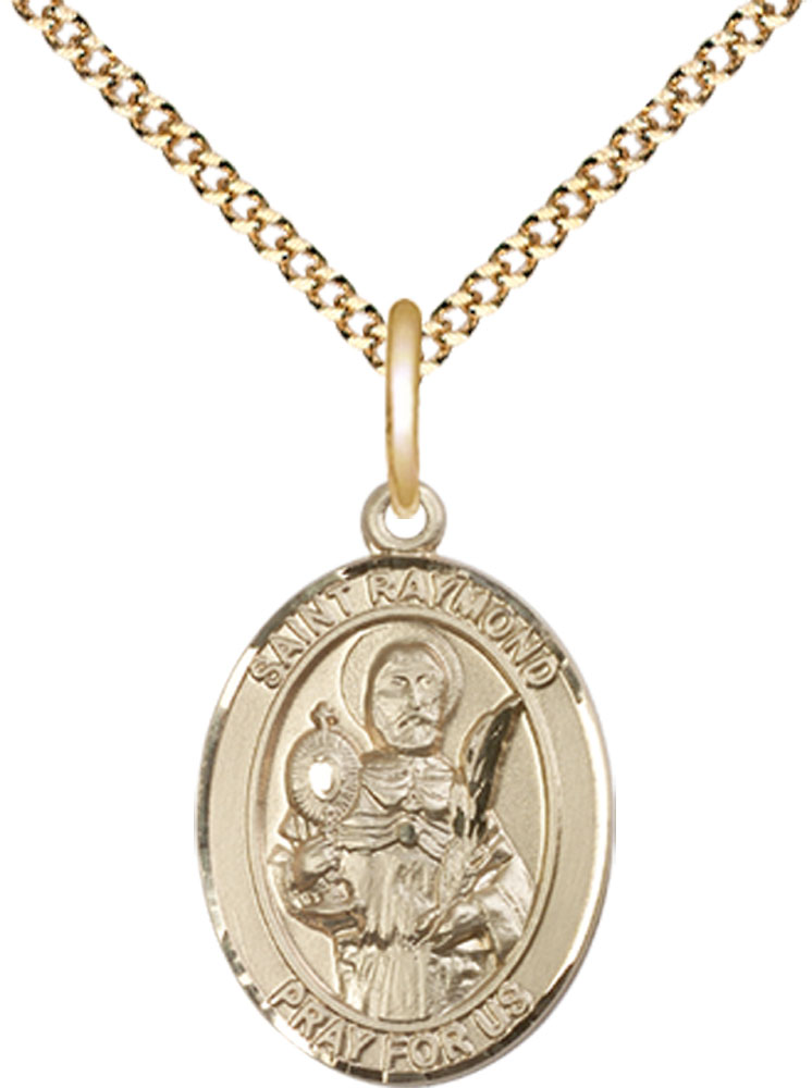 14kt Gold Filled Saint Raymond Nonnatus Pendant on a 18 inch Gold Plate Light Curb chain