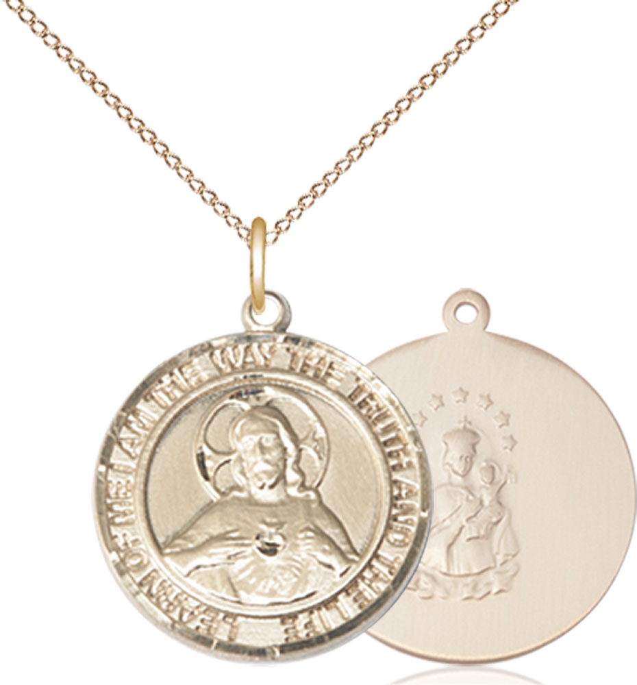 14kt Gold Filled Scapular Pendant on a 18 inch Gold Filled Light Curb chain