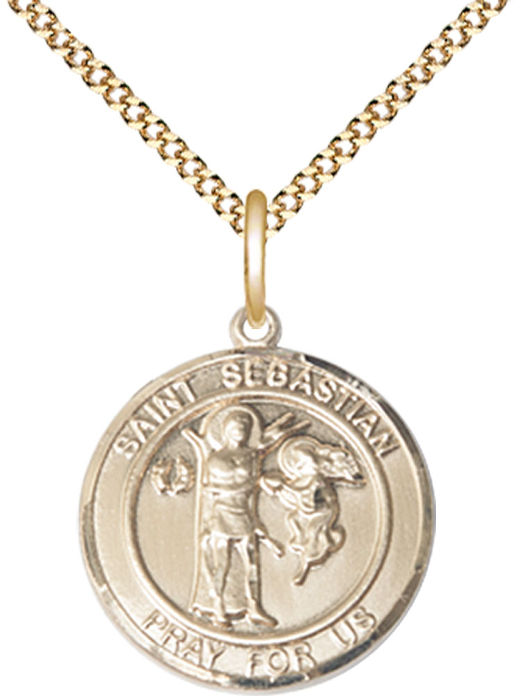 14kt Gold Filled Scapular Pendant on a 18 inch Gold Plate Light Curb chain