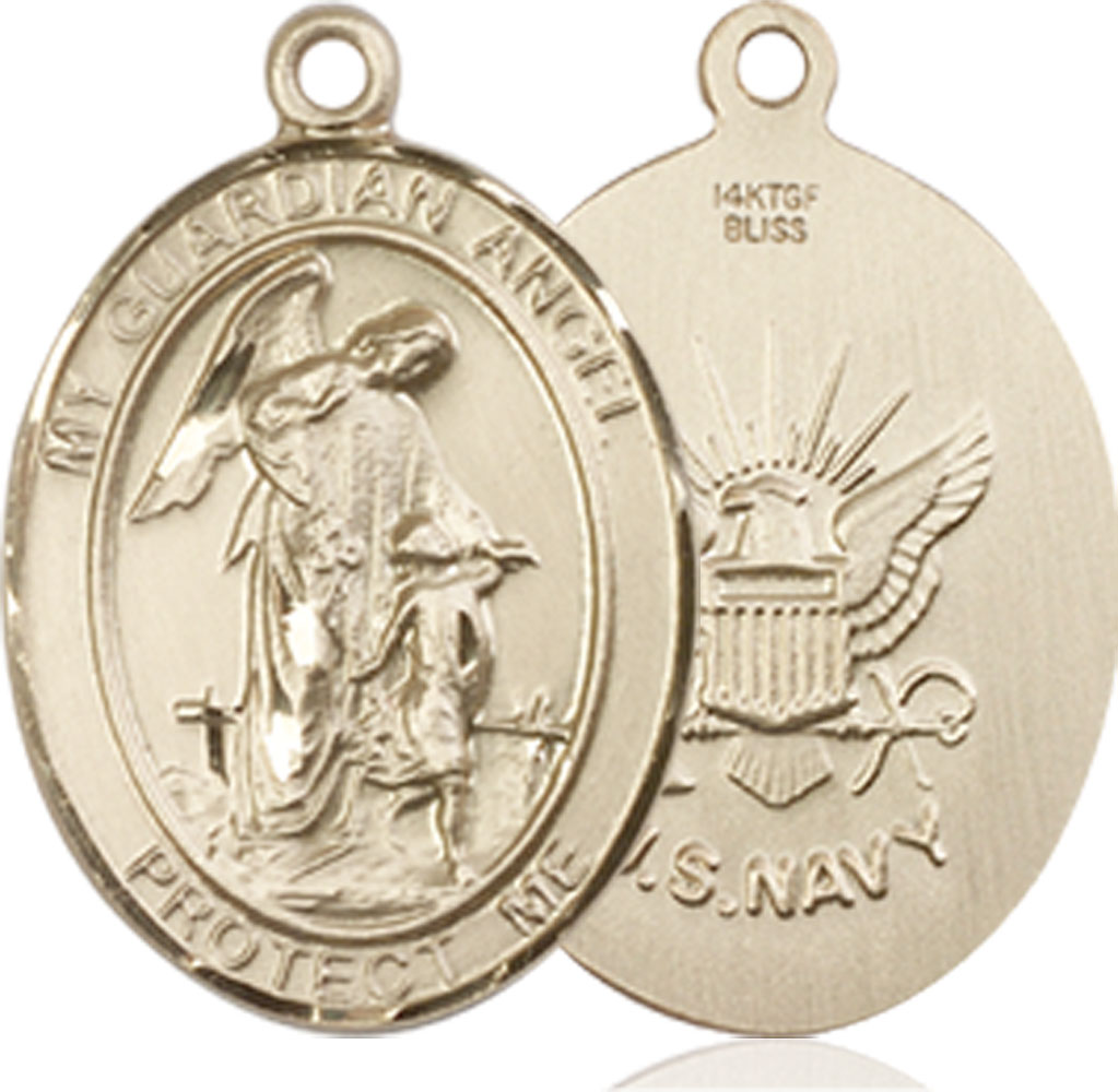 14kt Gold Filled Guardian Angel Navy Medal