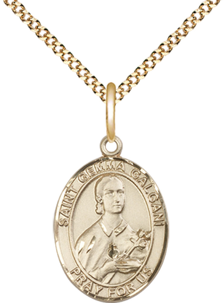 14kt Gold Filled Saint Gemma Galgani Pendant on a 18 inch Gold Plate Light Curb chain