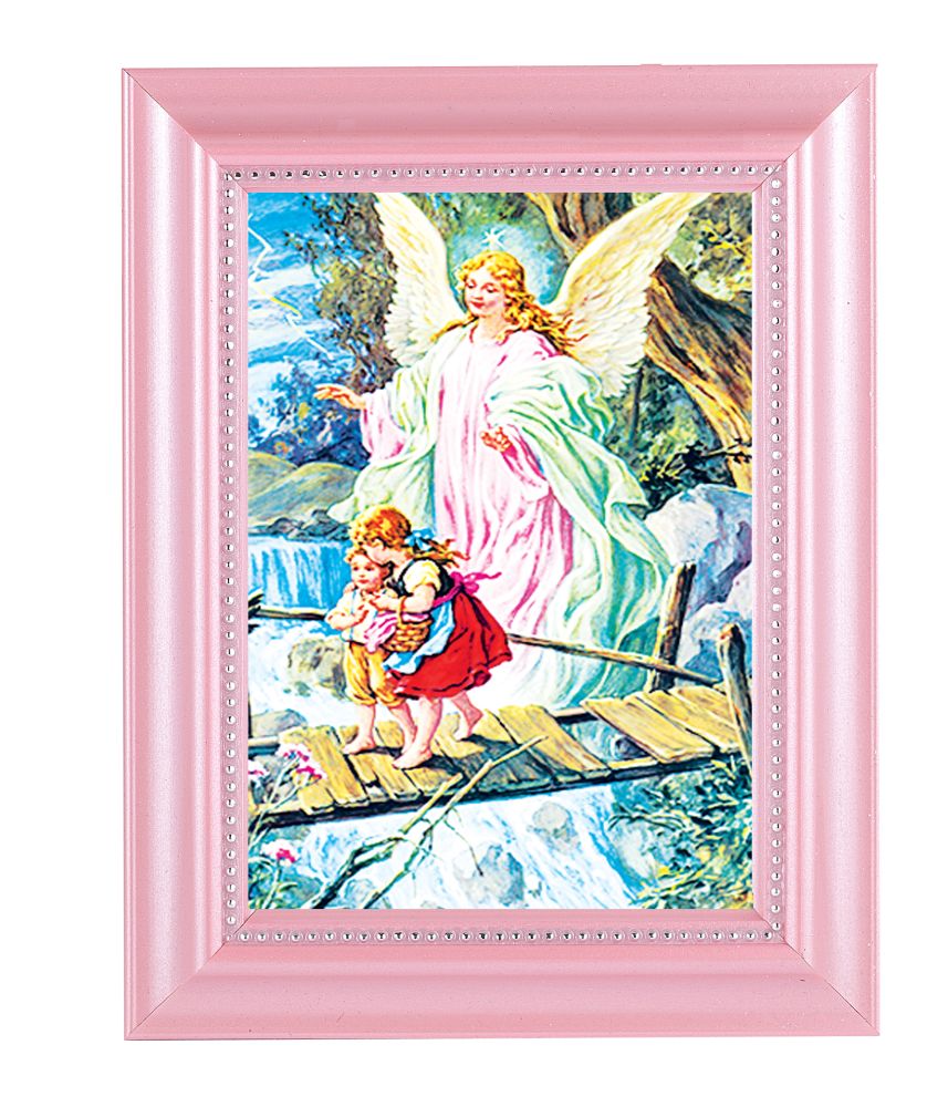 Guardian Angel Print  Pink Frame