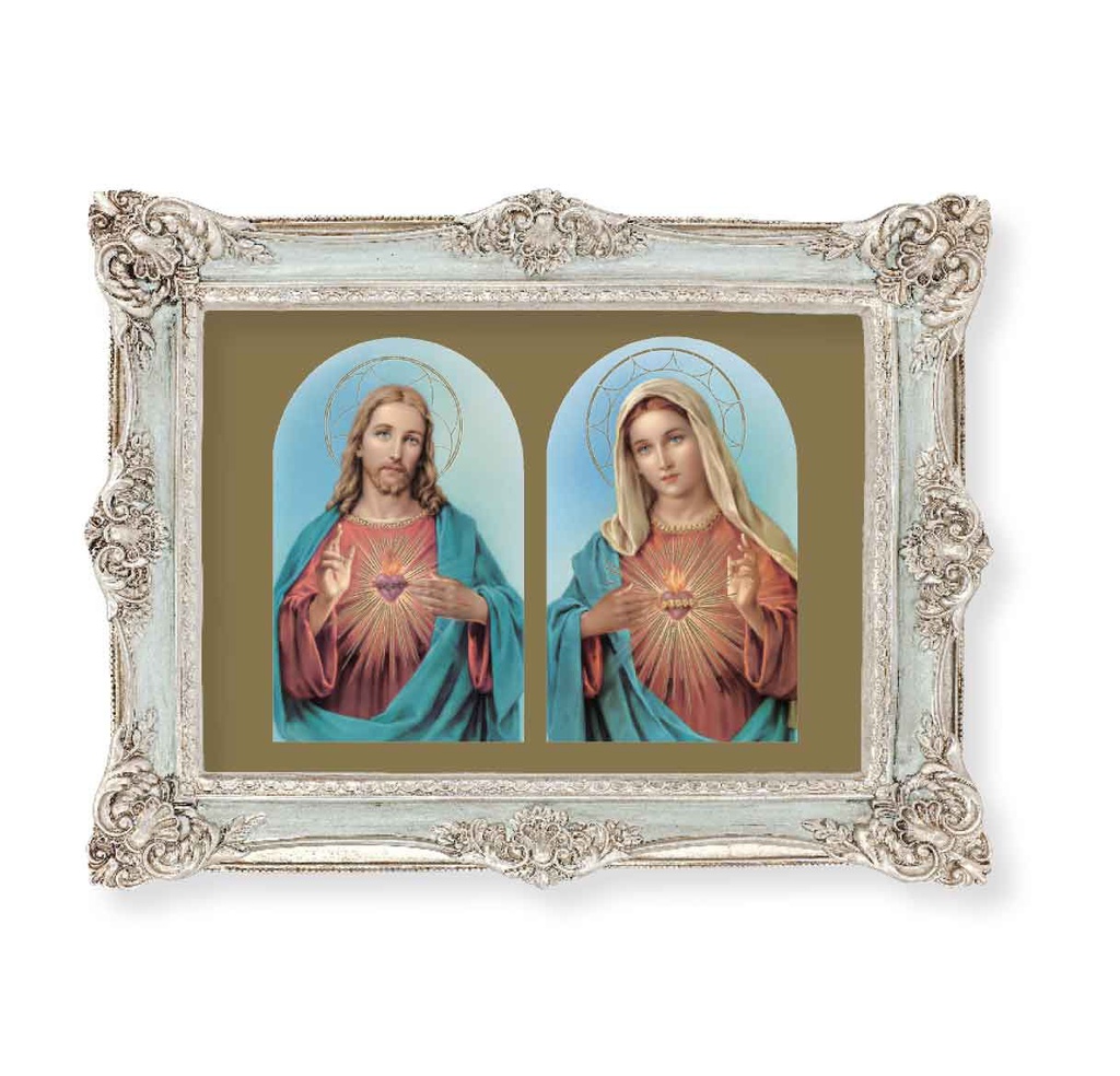 6 3/4&quot; x 8 3/4&quot; Powder Blue and Silver Photo Frame with Sacred Hearts Print
