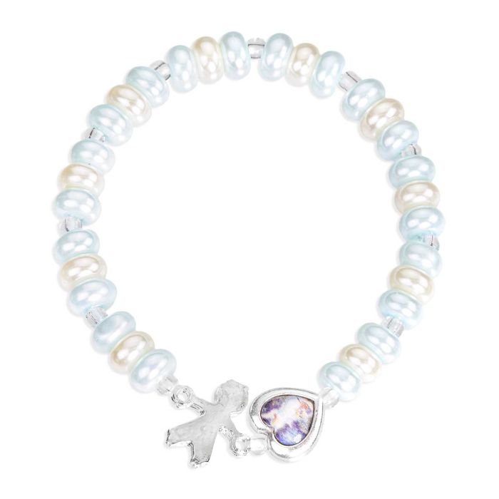 Children's Blue Pearlized Bracelet With Guardian Angel